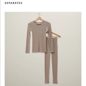 Love & Lore grey lounge set ribbed top and pants lightweight silk blend size XL